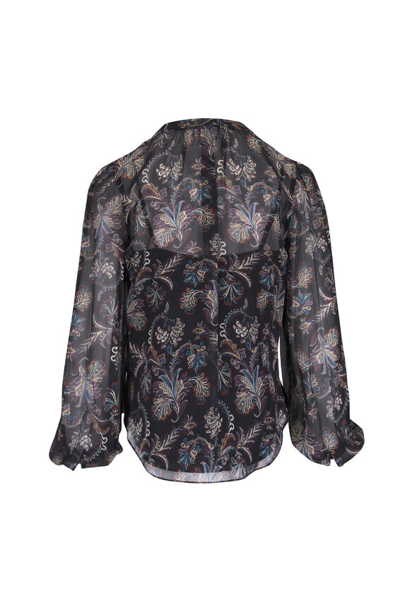 Veronica Beard Ashlynn Black Paisley Button Down Blouse - view 2