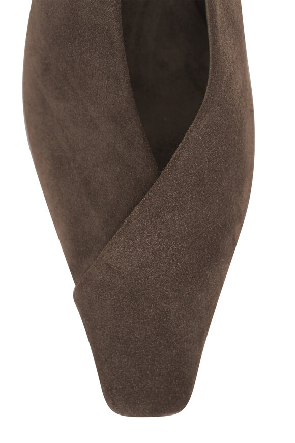 Brunello Cucinelli Torba Suede Crossover Slingback, 55mm - view 8