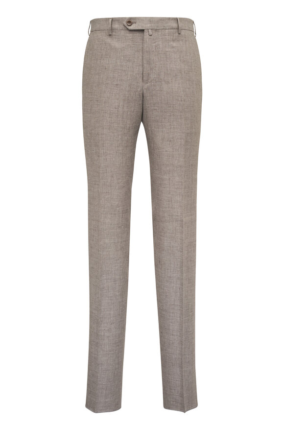 Malcom Brown Solid Stretch Linen Pant