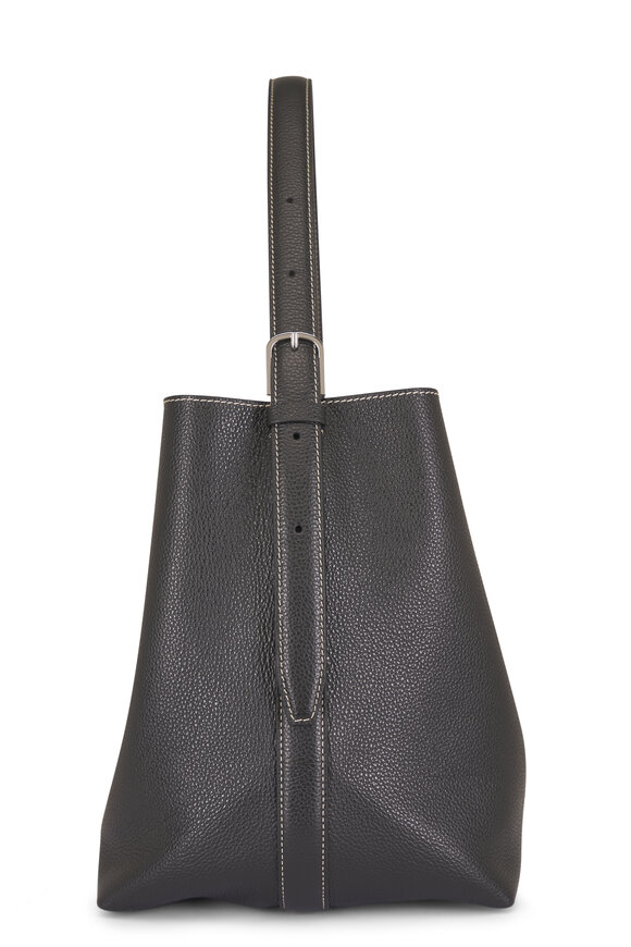 Totême Medium Black Grained Leather Belted Tote - view 4