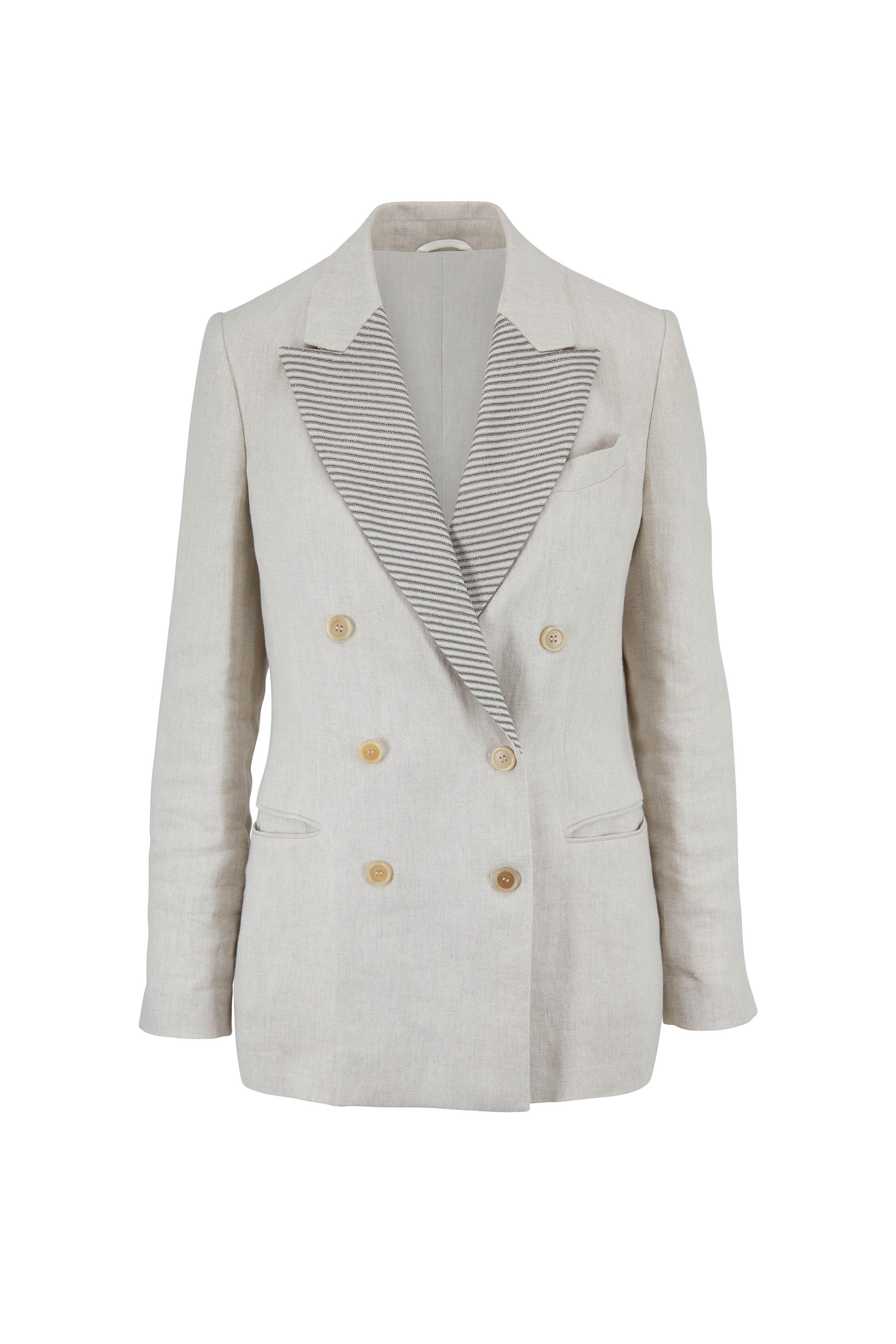 Brunello Cucinelli - Chalk Linen Diagonal Monili Collar