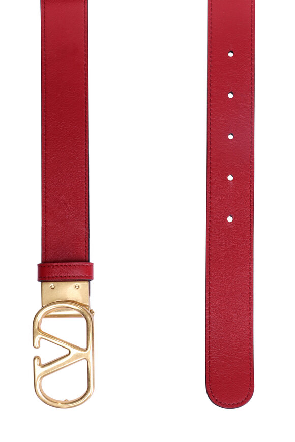 Valentino Garavani - VLogo Black & Red Leather Reversible Belt display picture 3