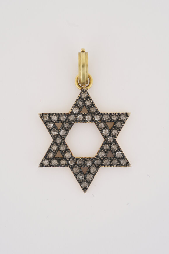 Sylva & Cie 18k Yellow Gold Star of David Diamond Pendant - view 1