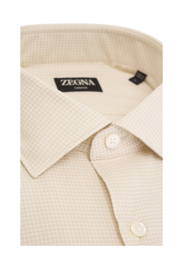 Zegna - Beige Check Cashmere & Cotton Sport Shirt