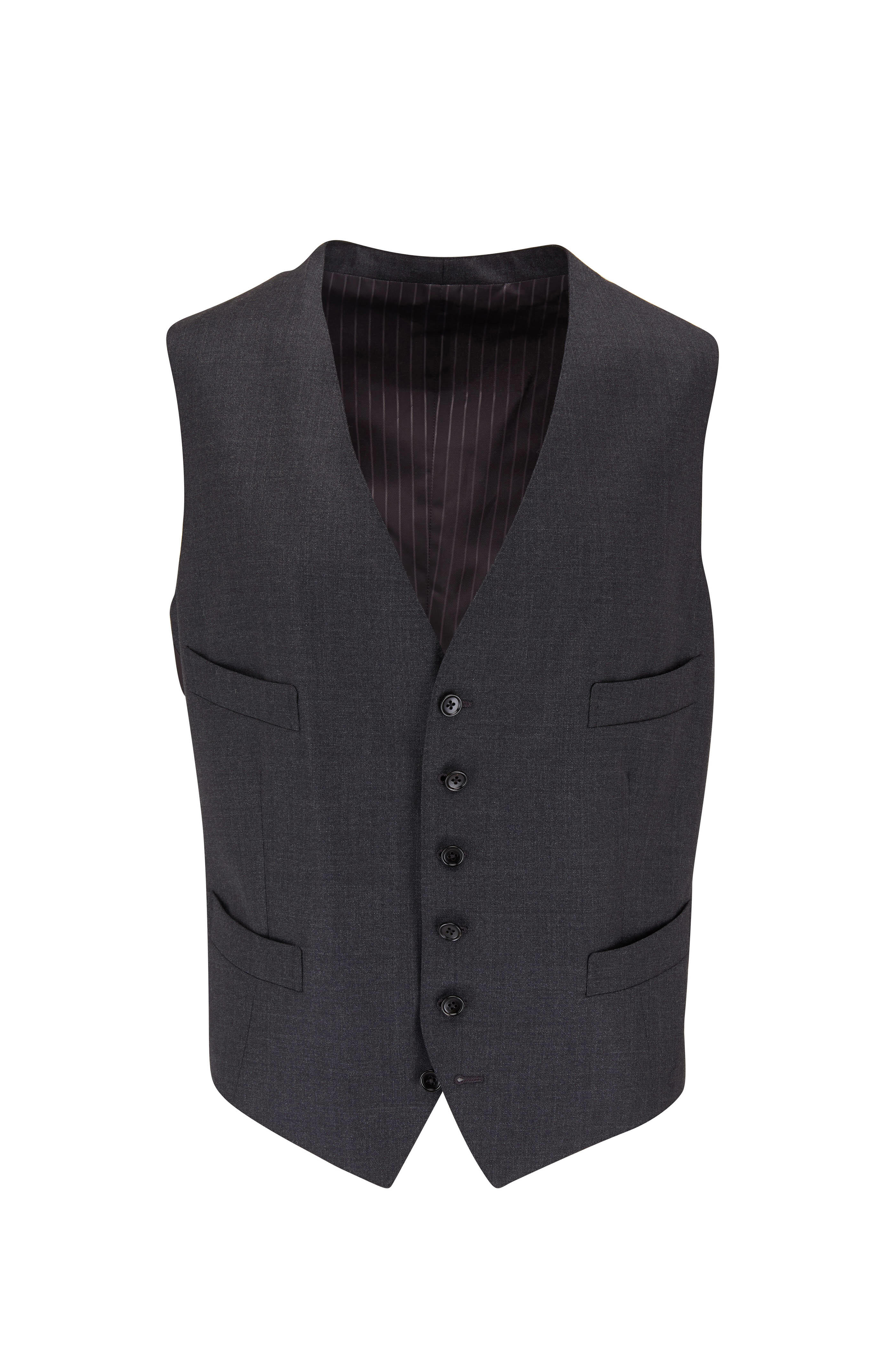 Tom Ford - Charcoal Gray Sharkskin Wool Three Piece Suit