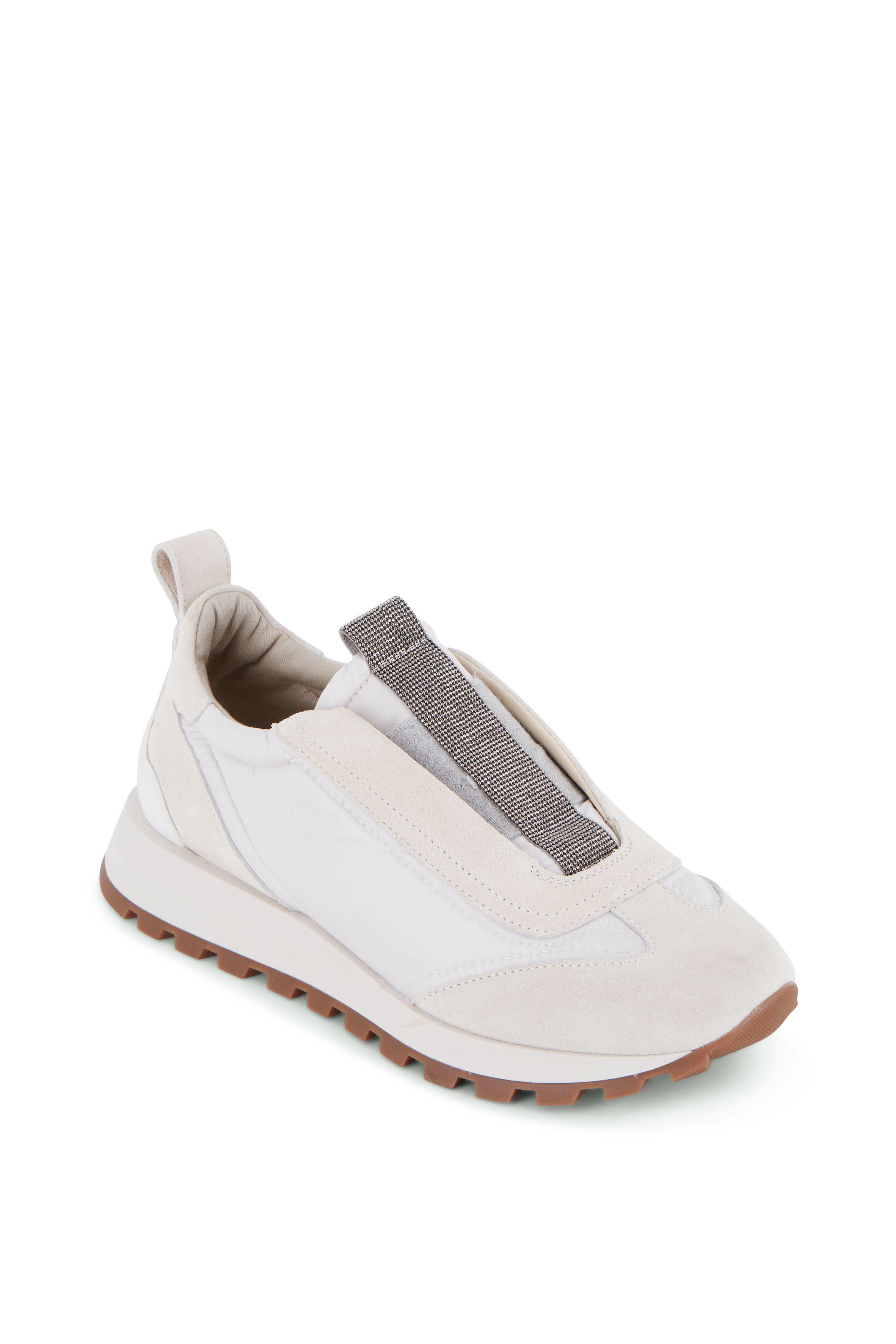 Cucinelli - White Monili Trim Slip On Sneaker