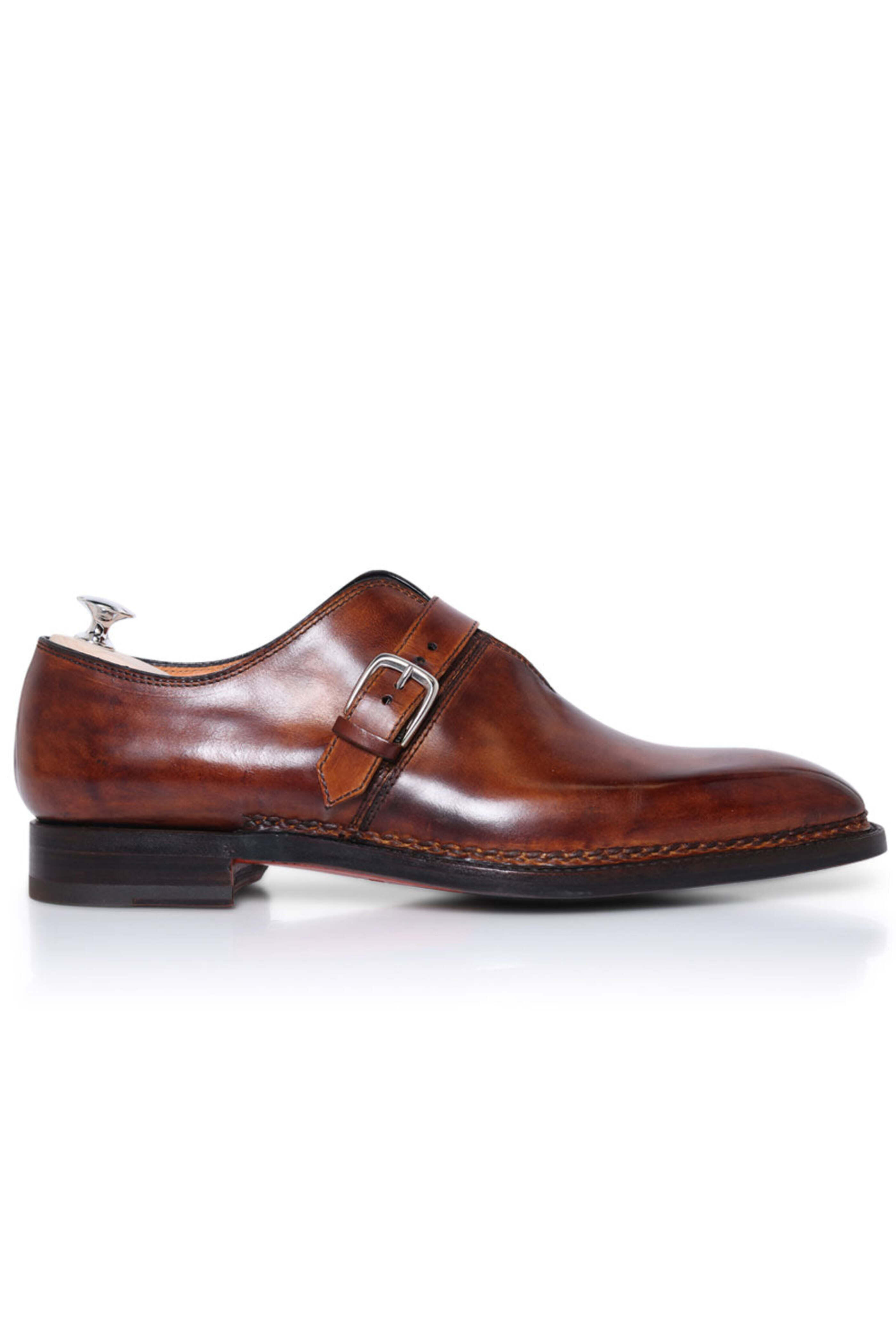 Bontoni - Giallo Scuro Leather Monk Strap Shoe