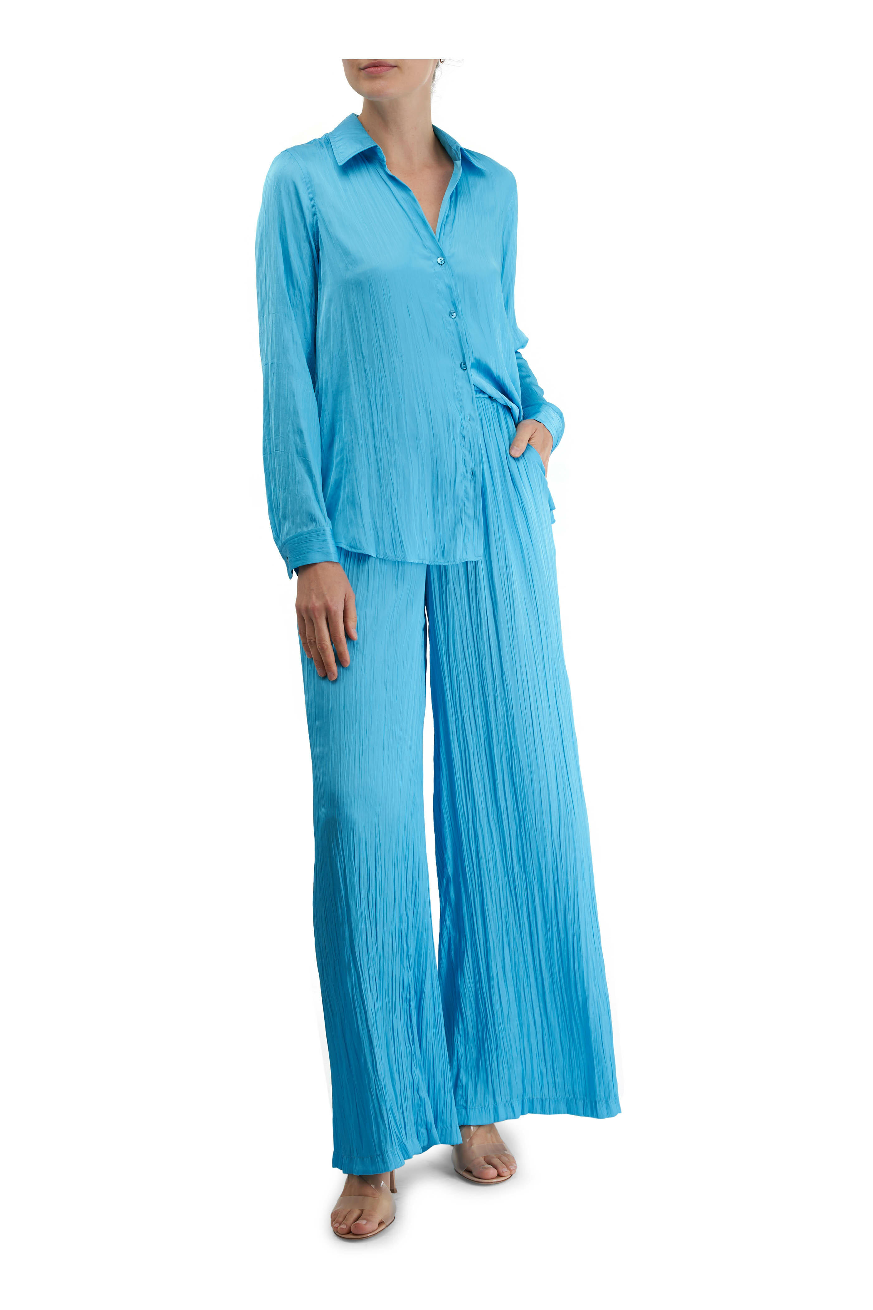L'Agence - Lillian Blue Atoll Wide Leg Pant | Mitchell Stores