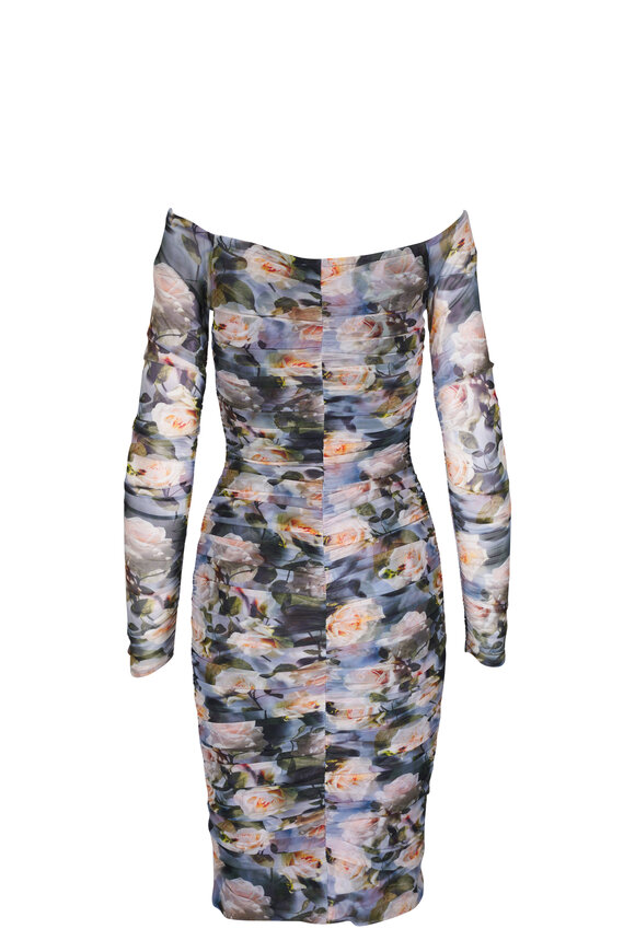 L'Agence - Morgana Multicolor Distressed Floral Ruched Dress