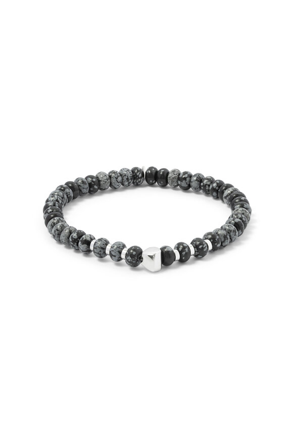 Tateossian Black Snowflake Obsidian Nepal Nugget Bracelet 