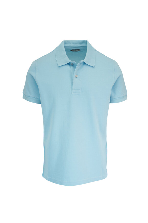 Tom Ford Light Blue Cotton Pique Polo - view 1