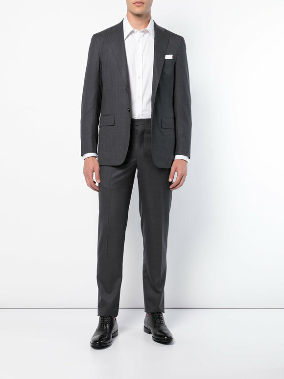 Kiton - Solid Charcoal Gray Wool Suit