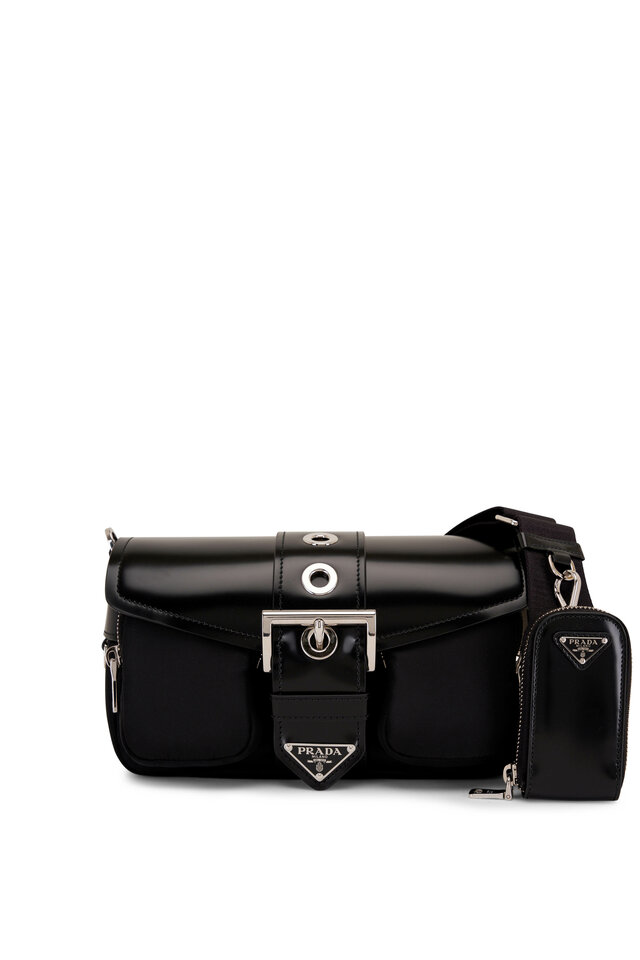 Prada - Black Large Leather Top Stitch Shoulder Bag