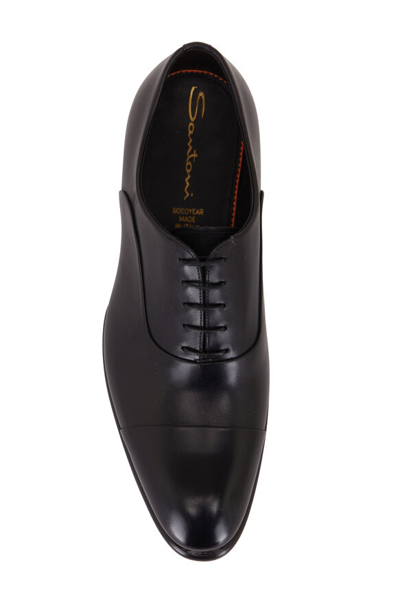 Santoni Isaac Black Leather Lace Up Dress Shoe - view 3