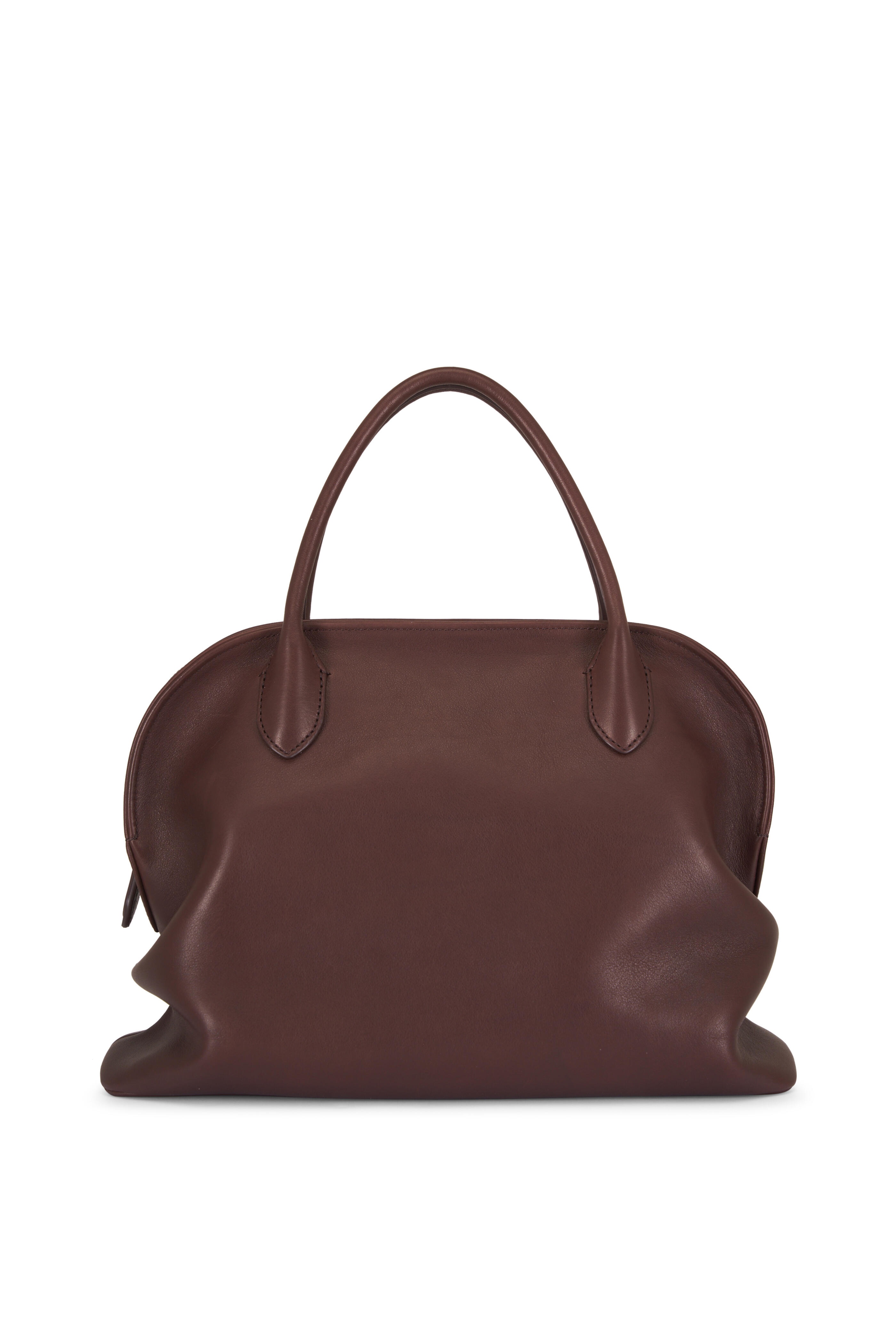 The Row - Agnes 12 Burgundy Leather Top Handle Bag
