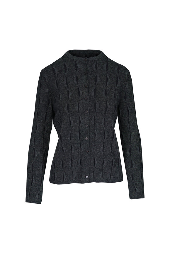 Lafayette 148 New York Black Multi Iridescent Cashmere Cardigan