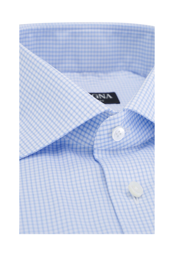 Zegna - Blue Check Cotton Sport Shirt