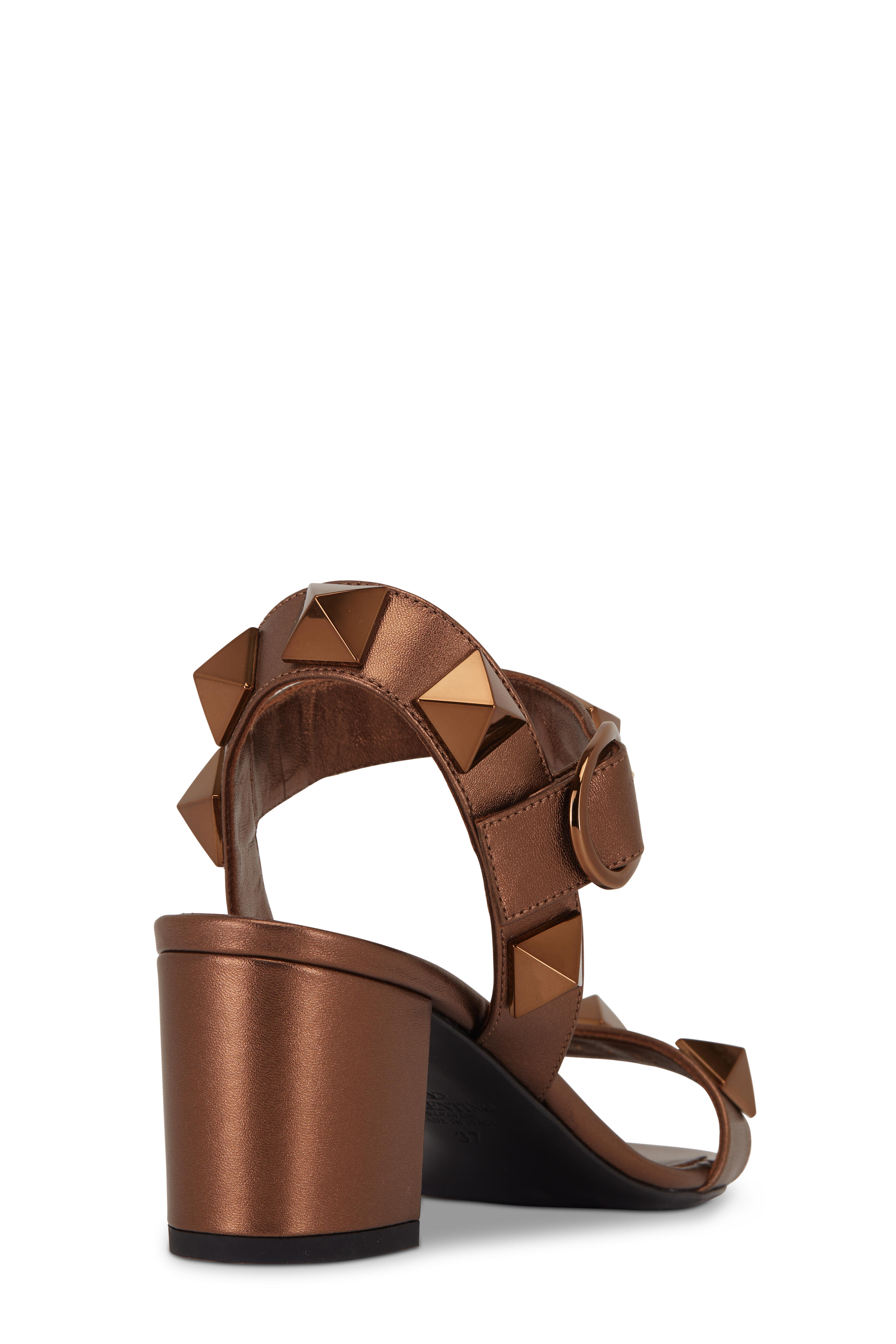 VALENTINO ベージュ フリル ベアトップ 38 Valentino Garavani - Bronzo Tonal Maxi Stud Sandal, 60mm