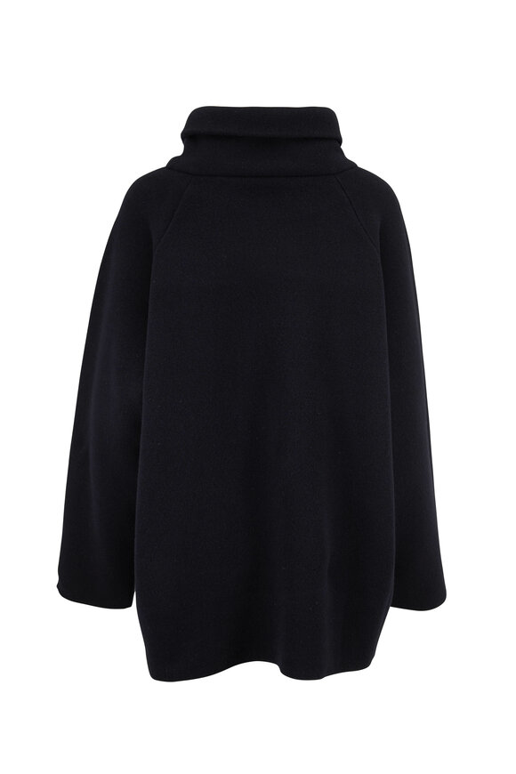The Row - Carnia Black Wool & Cashmere Funnel Neck Tunic 