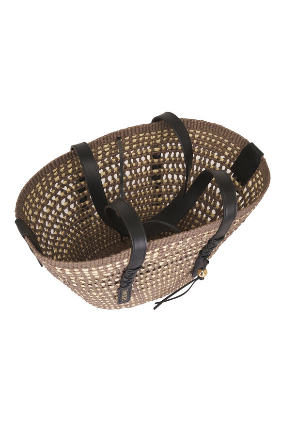 Loewe Medium Braid Basket Khaki Palm & Leather Tote - view 5
