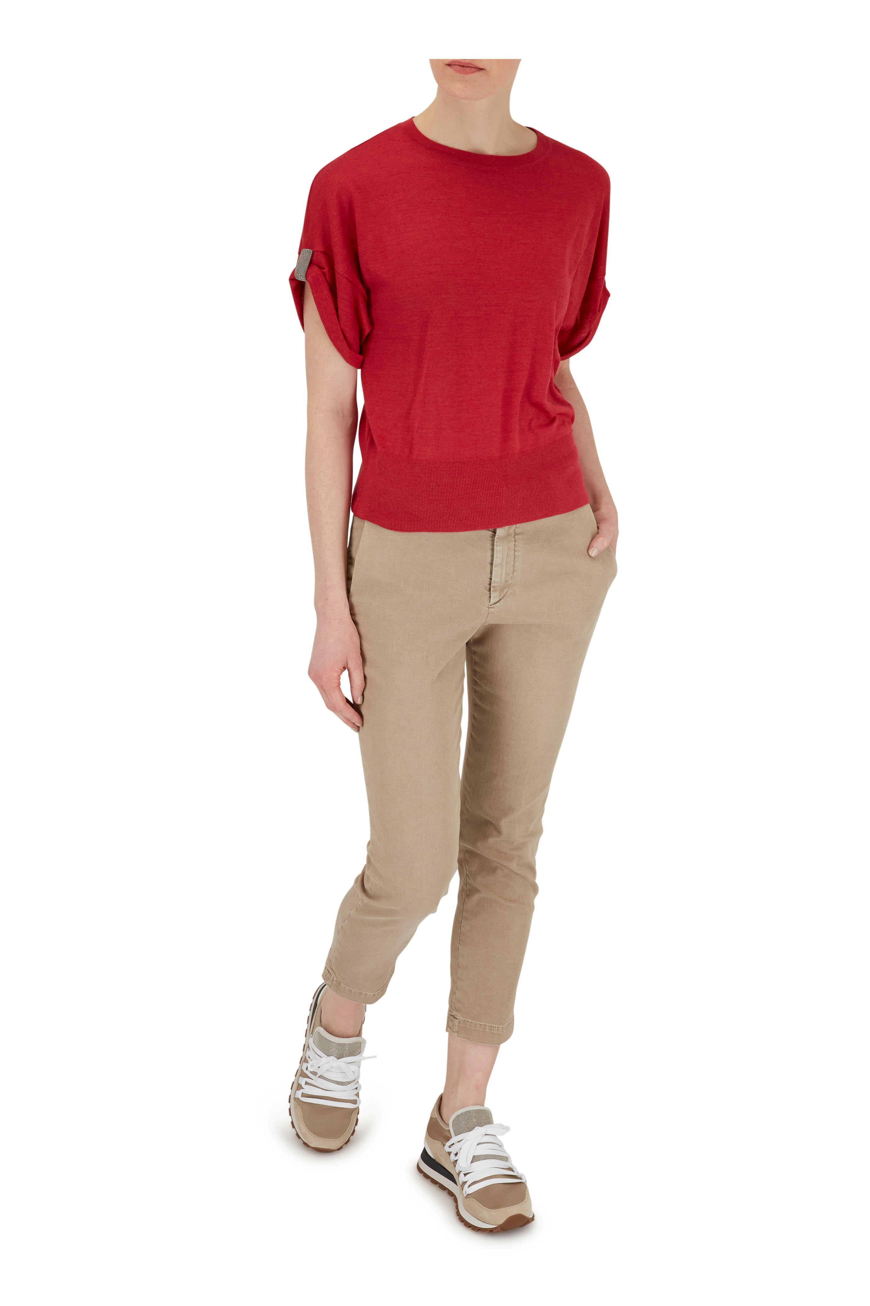 Brunello Cucinelli - Gold Suede & Metallic Jersey Monili Sneaker