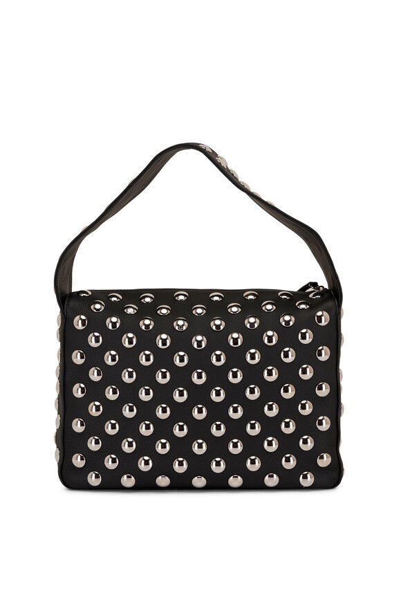 Khaite - Elena Black Leather & Silver Studded Box Bag