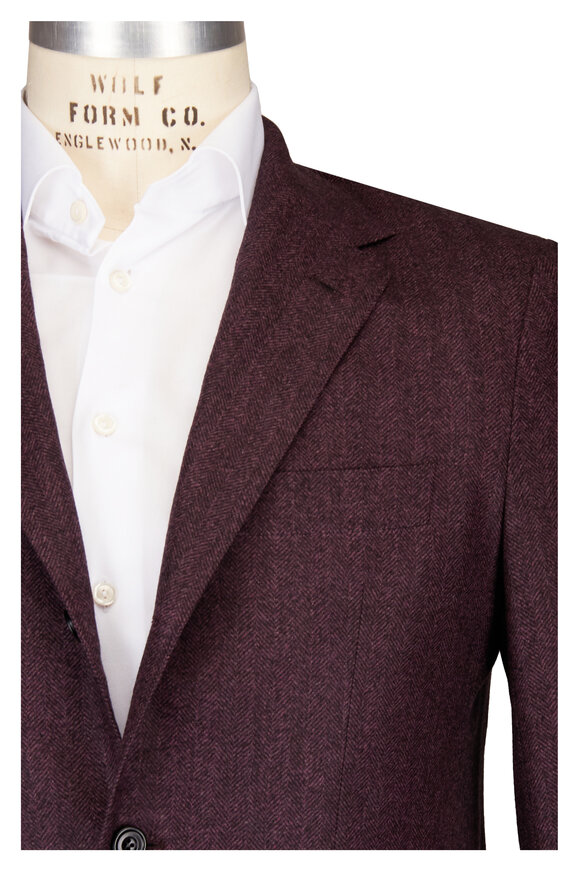 Sartorio Aubergine Tonal Wool Sportcoat - view 1