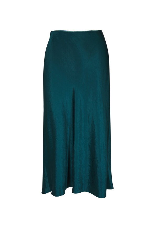 Vince - Jade Lake Lingerie Trim Satin Slip Skirt