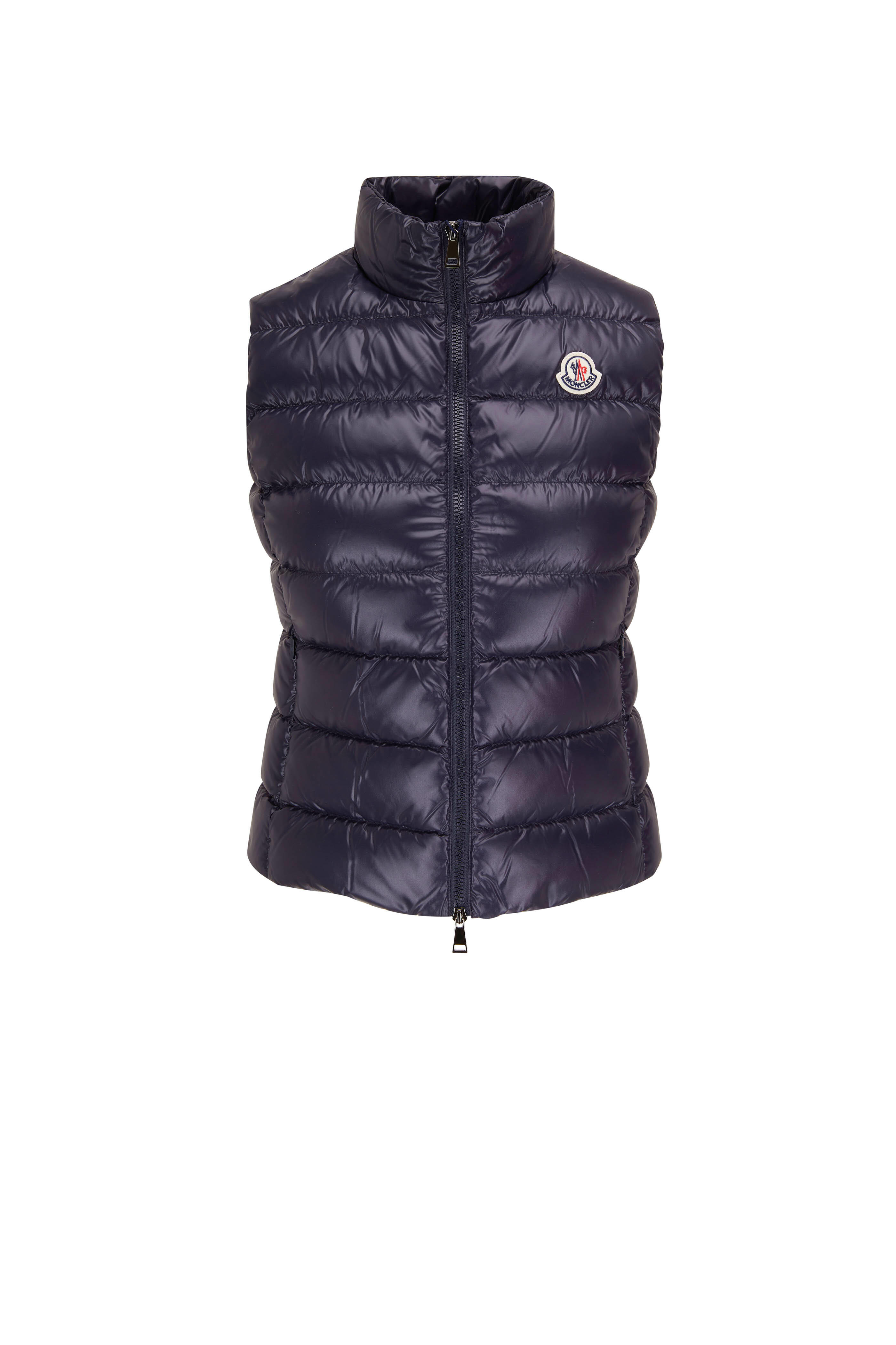 Moncler - Ghany Shiny Navy Blue Puffer Vest | Mitchell Stores