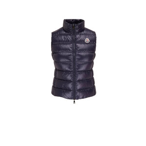 Moncler - Ghany Shiny Navy Blue Puffer Vest | Mitchell Stores