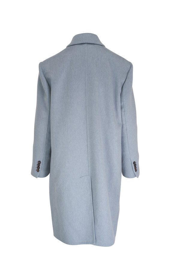 Brunello Cucinelli -  Light Blue Cashmere Knee Length Coat