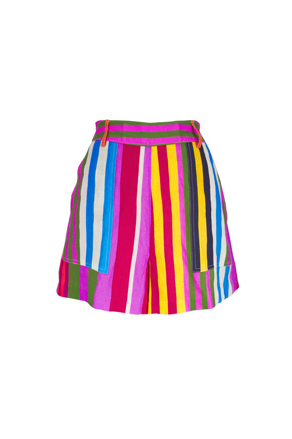 Libertine Multicolor Tangier Stripe Linen Sailor Shorts - view 1