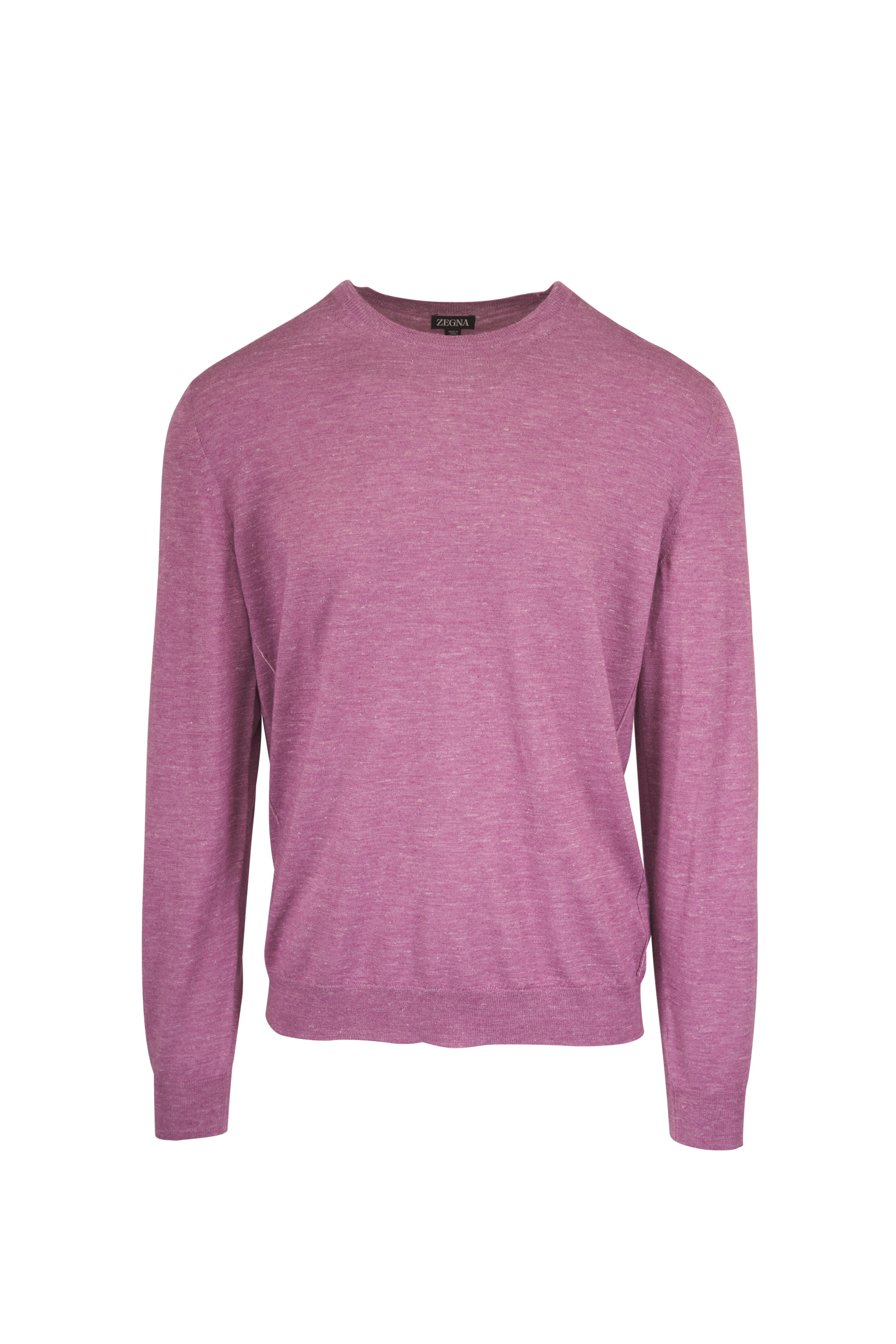 Zegna - Pink Silk, Cashmere & Linen Crewneck Sweater - view 1