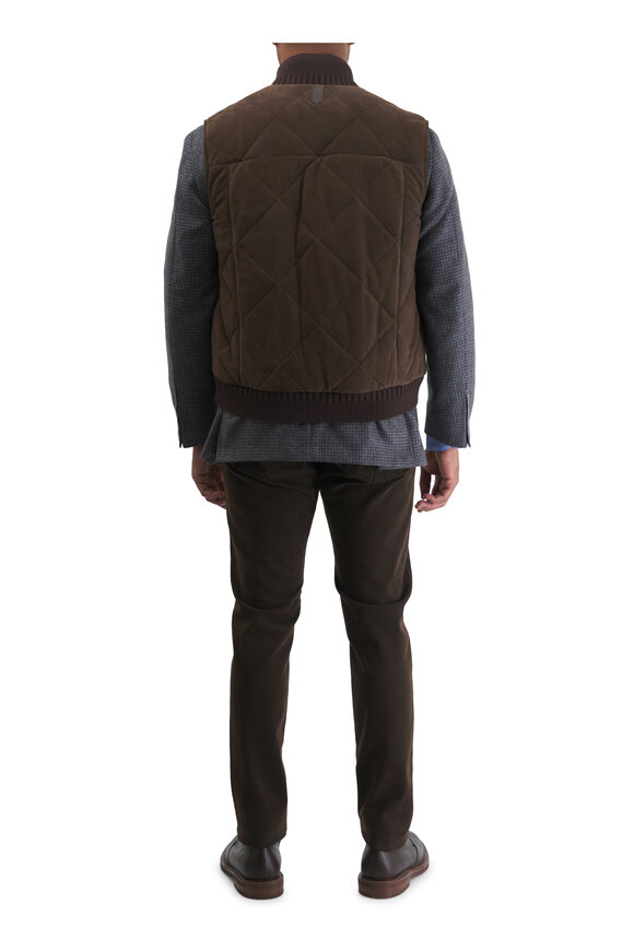 Canali - Dark Brown Quilted Suede Vest 