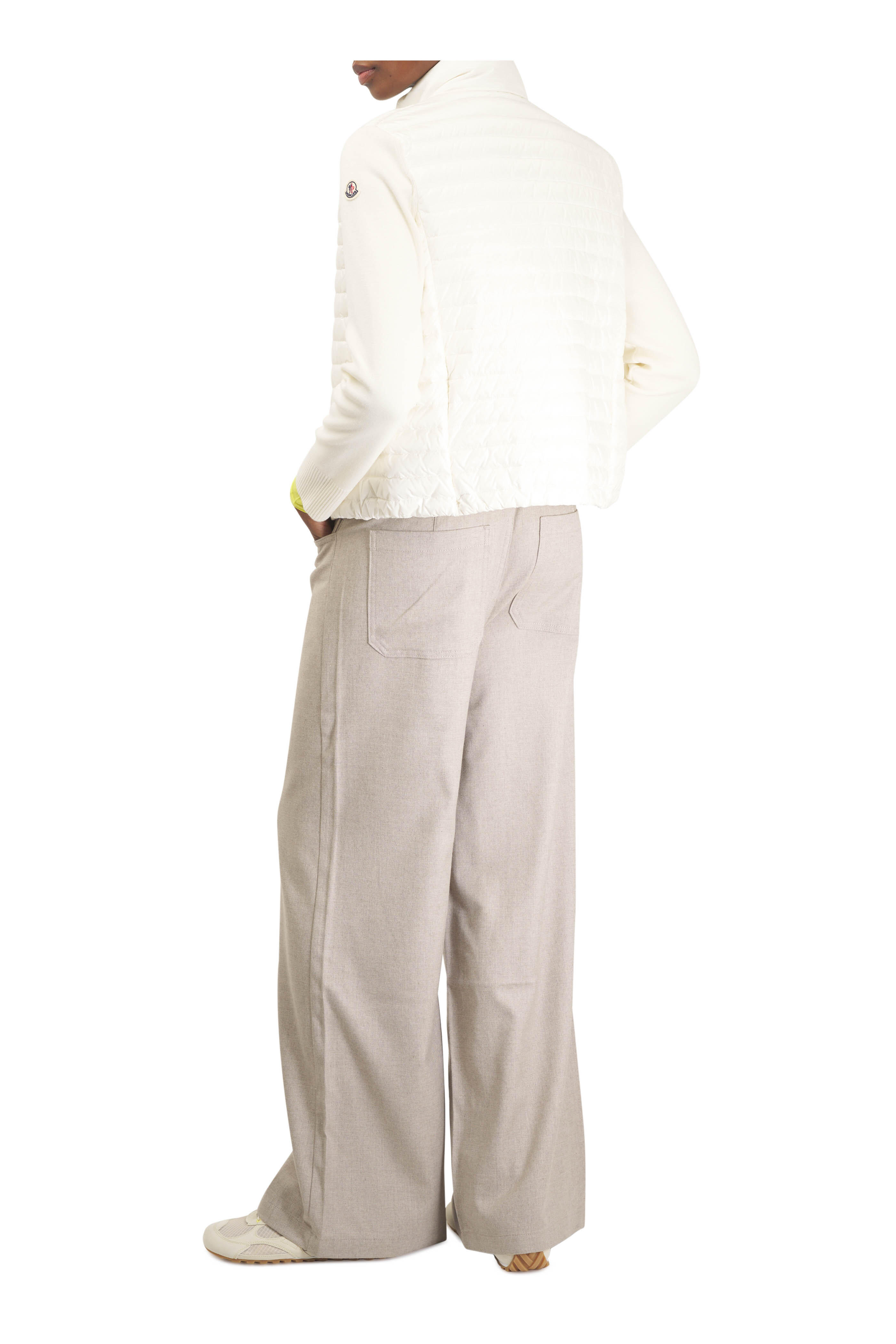 Moncler - White Mixed Media Puffer Cardigan