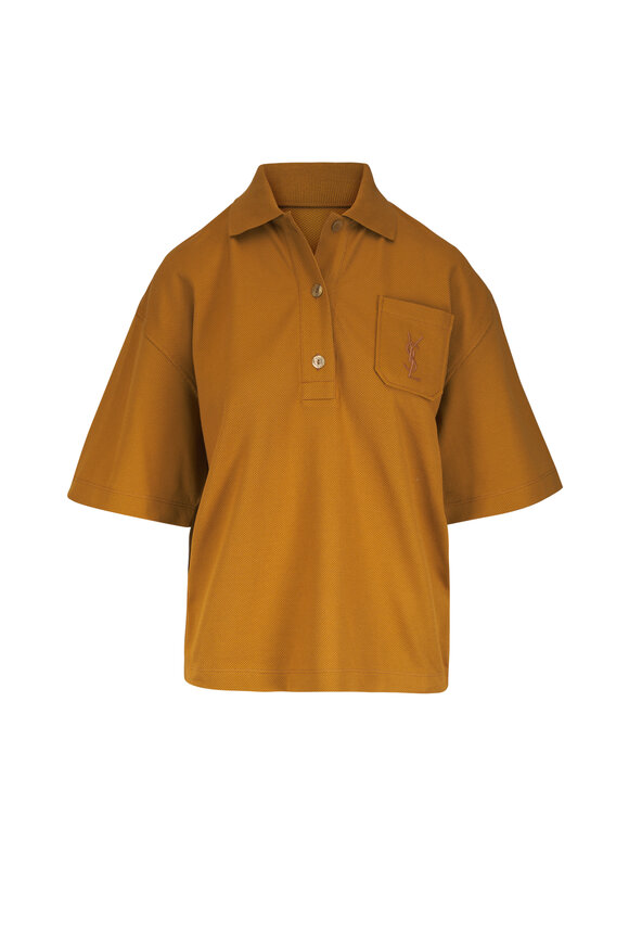 Saint Laurent Cassandre Dark Honey Cotton Oversized Polo - view 1
