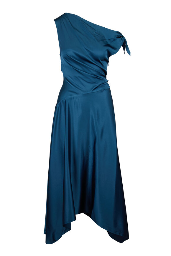 Staud Portia Silk Teal Midi Dress - view 1