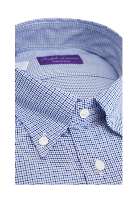 Ralph Lauren Purple Label - Blue Gingham Cotton Sport Shirt 