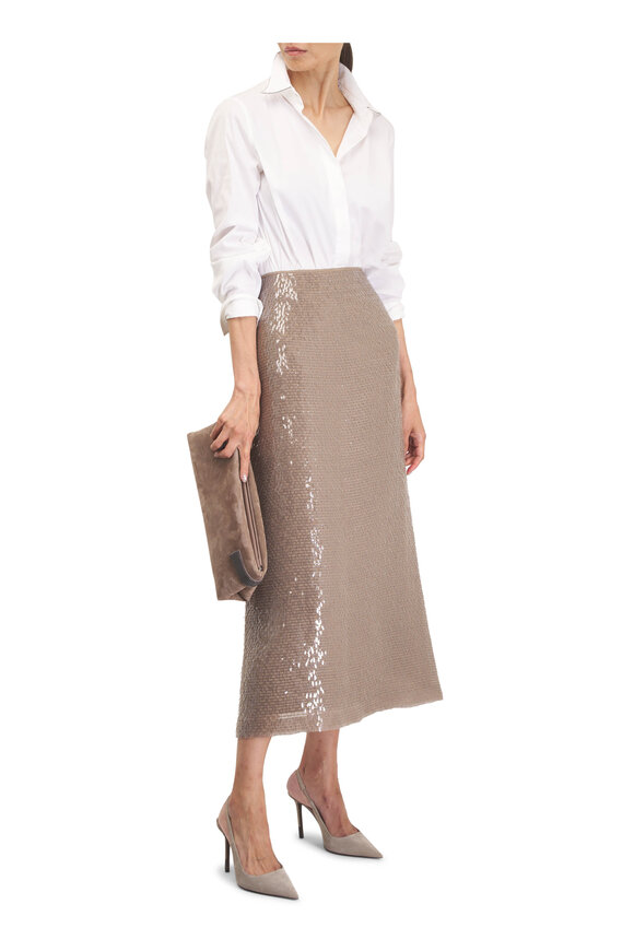 Brunello Cucinelli Crispy Silk Dazzling Cascade Skirt - view 2