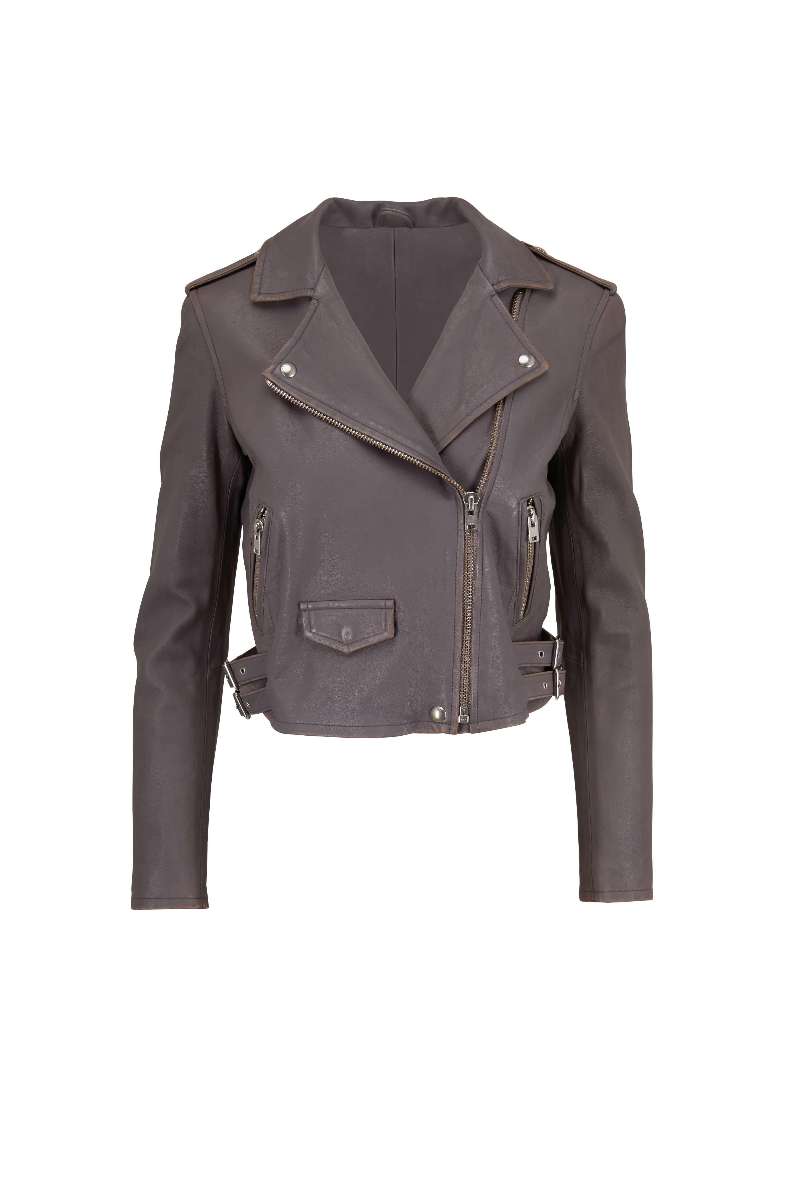 IRO - Ashville Dark Gray Leather Moto Jacket