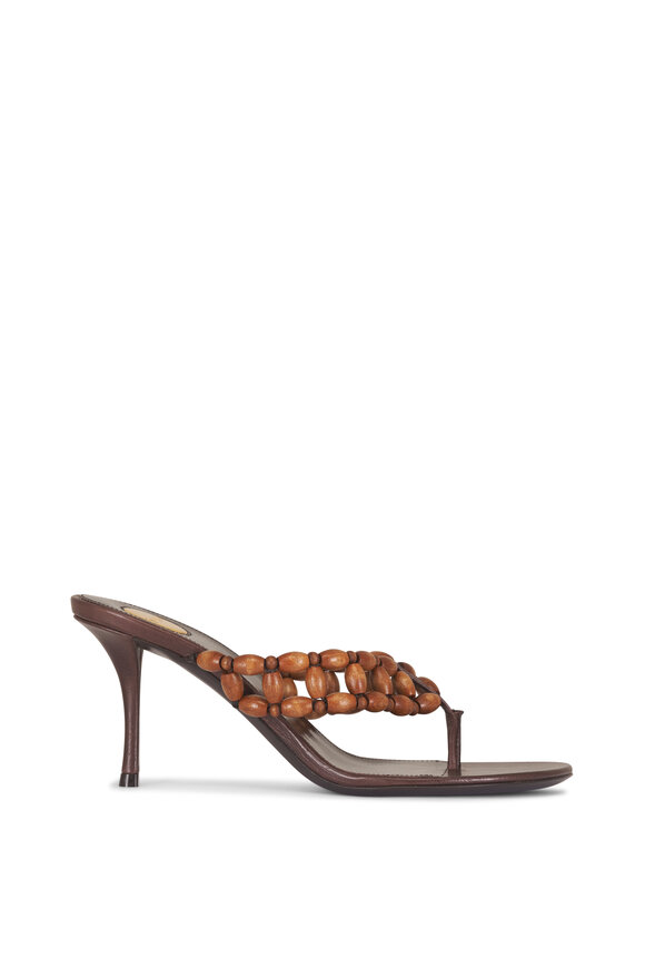 Saint Laurent Zina Wooden Bead Sandal, 75mm - view 4