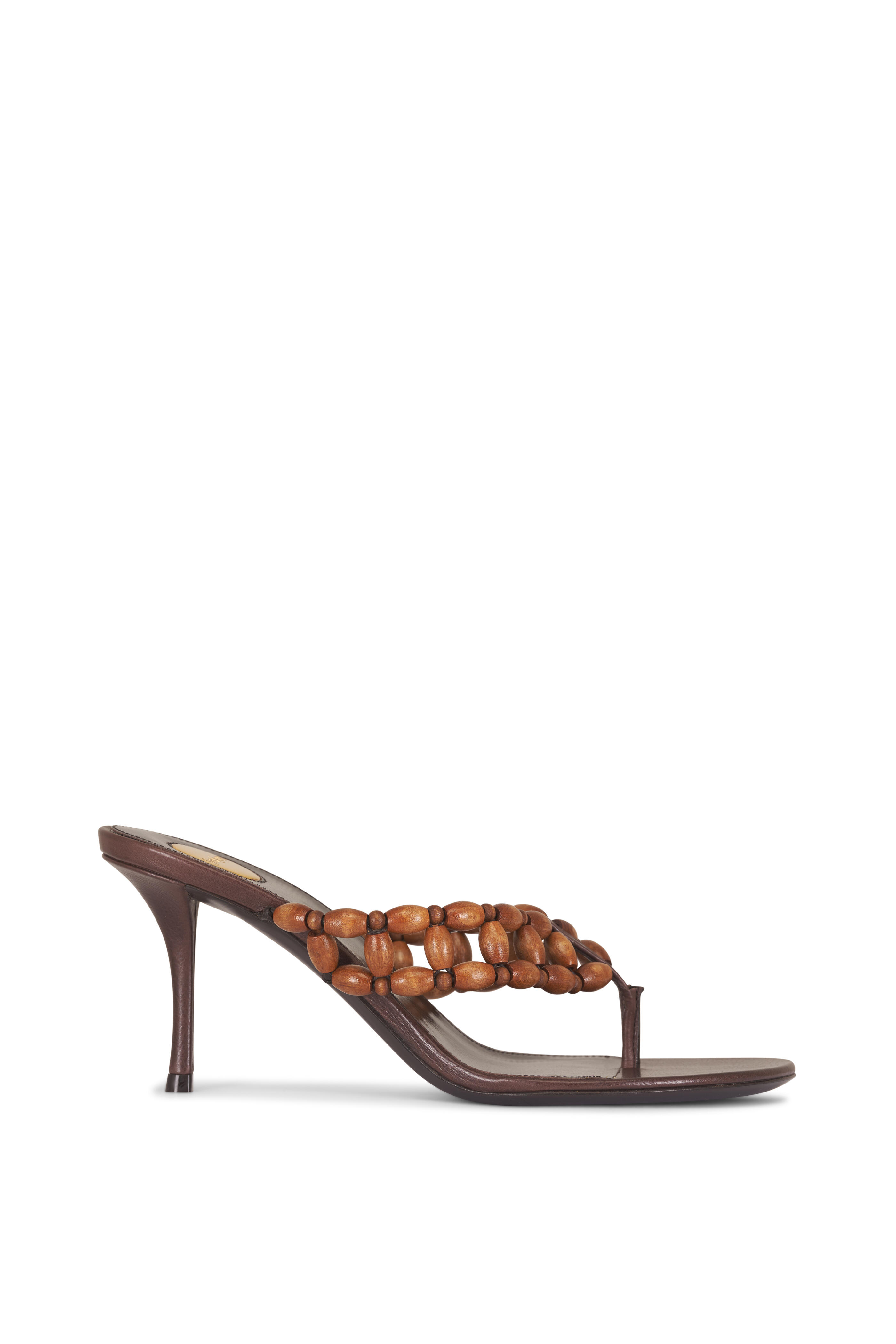 Saint Laurent - Zina Wooden Bead Sandal, 75mm - view 4