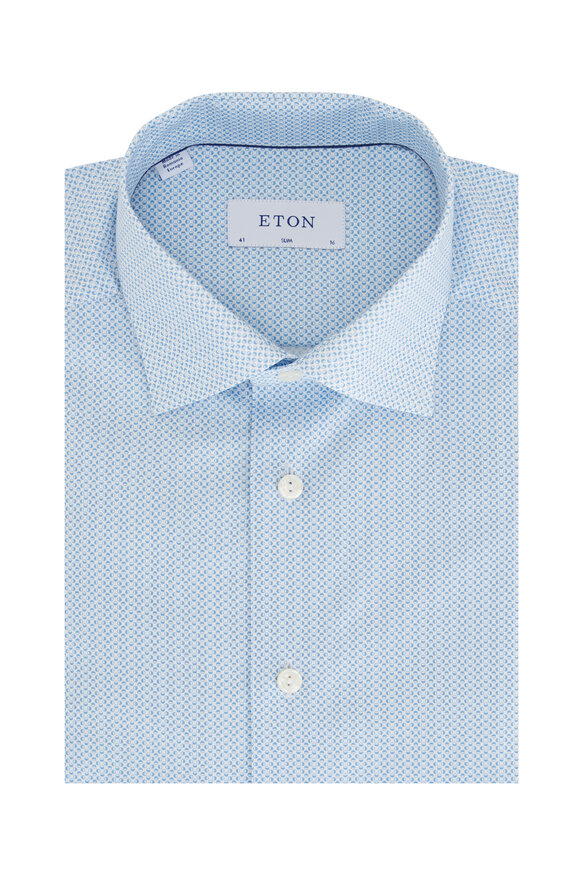 Eton Light Blue Pin Dot Cotton Dress Shirt