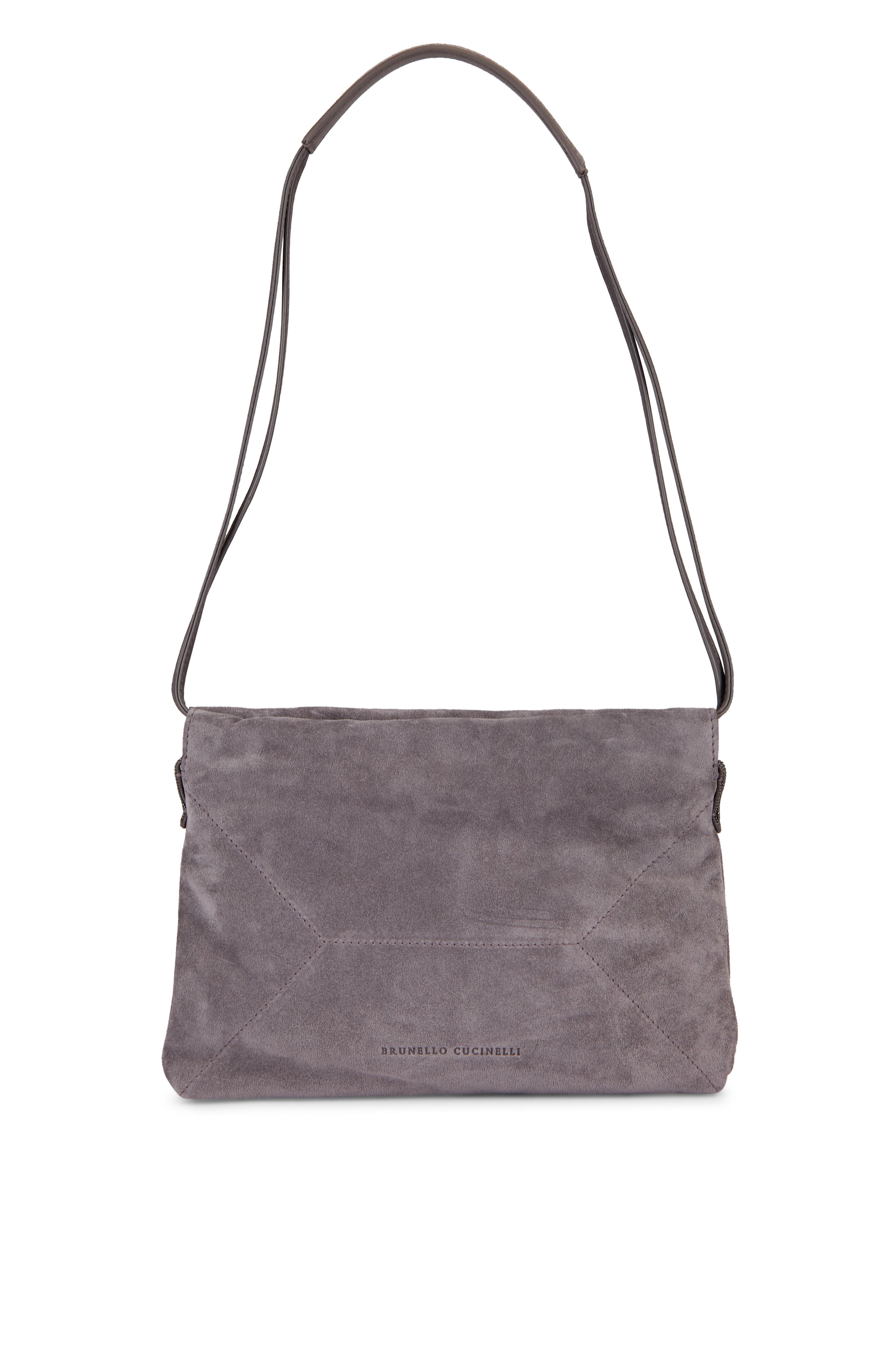 Brunello Cucinelli - Small Duo Steel Suede Shoulder Bag - view 1