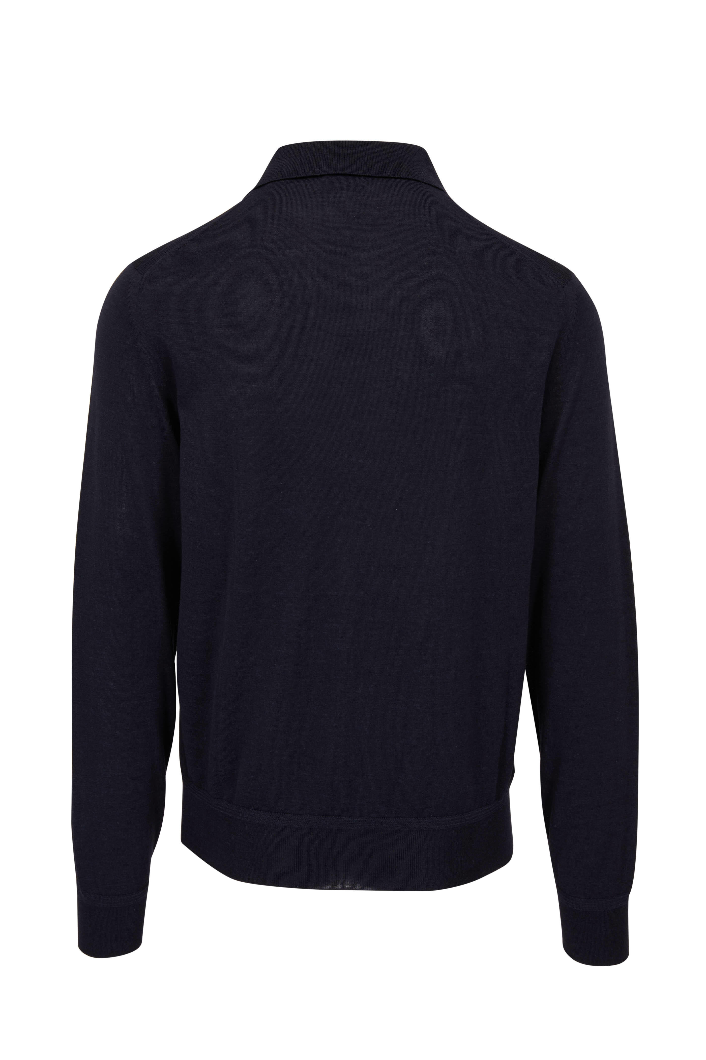 Tom Ford - Navy Cashmere & Silk Long Sleeve Polo