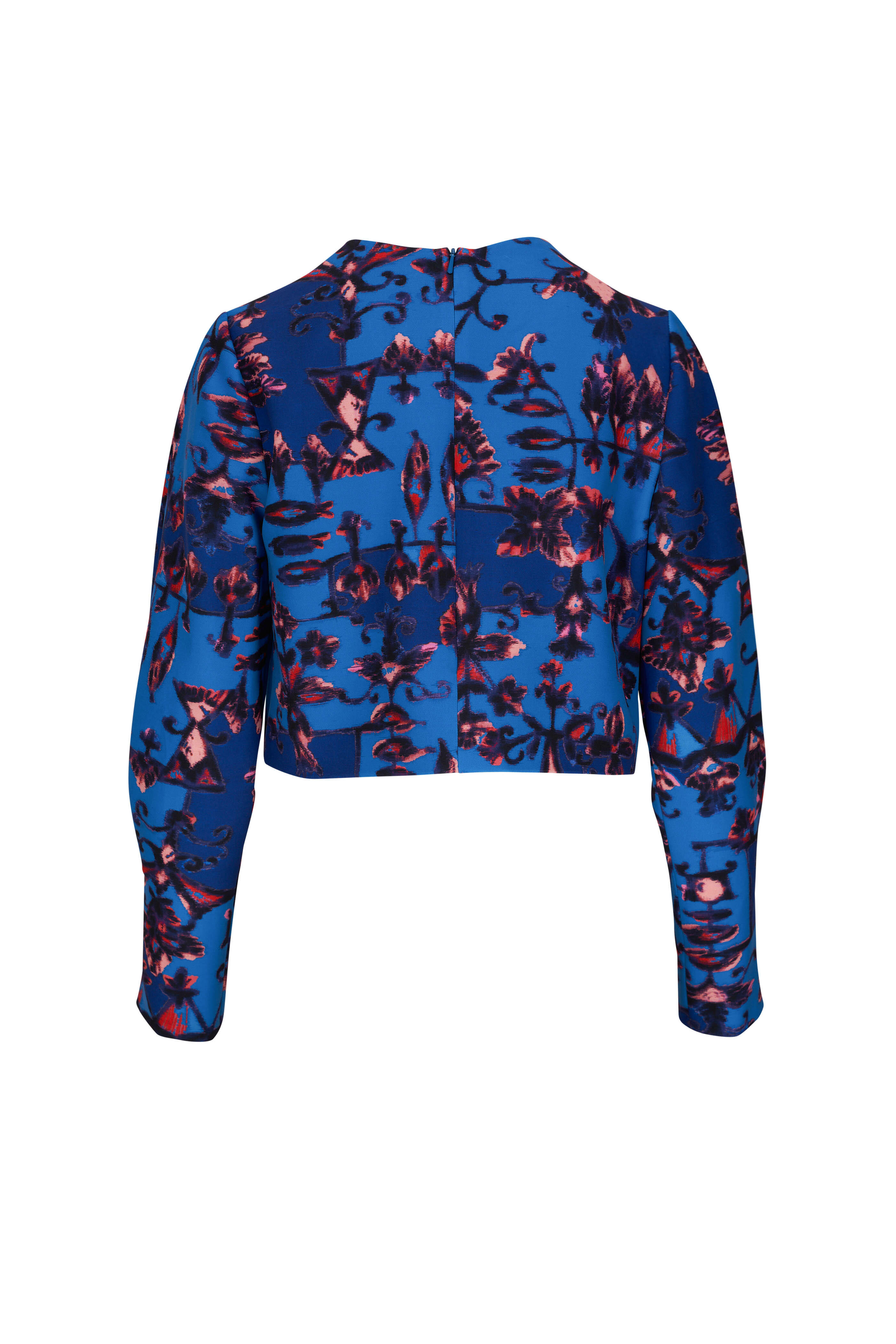 Lela Rose - Cerulean Vintage Floral Long Sleeve Blouse