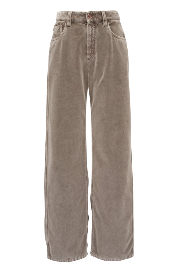 Brunello Cucinelli - Gray Vintage Wash Velvet Pant