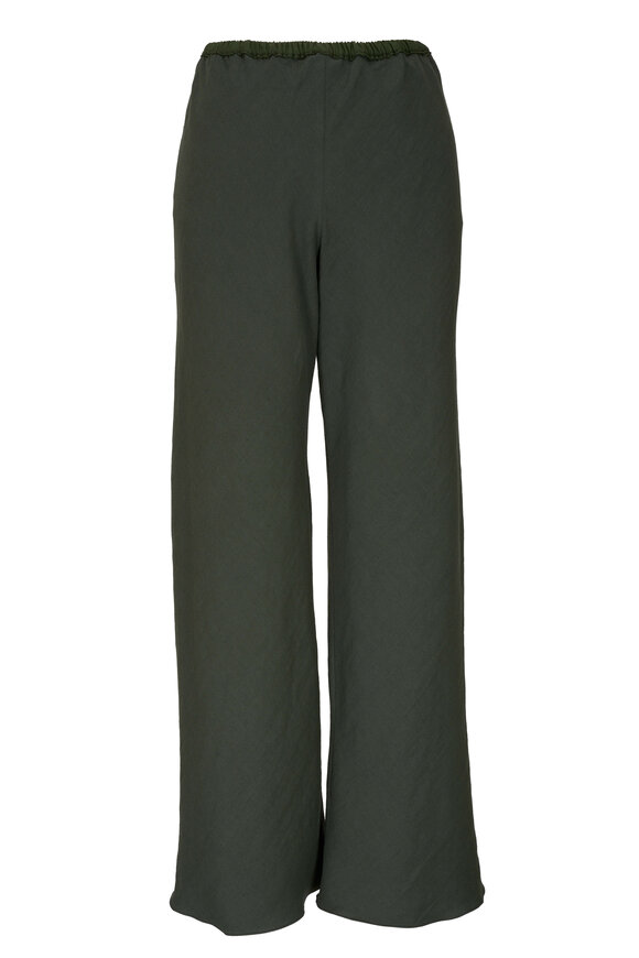 Peter Cohen - Green Stretch Linen Wide Leg Cropped Pant