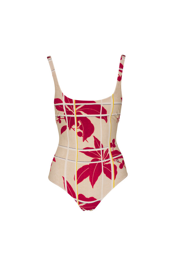 Loro Piana Hibiscus Square Neck One Piece Swimsuit