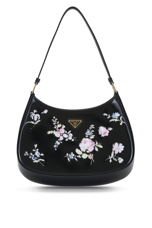 Prada Cleo Printed Brushed Leather Shoulder Bag